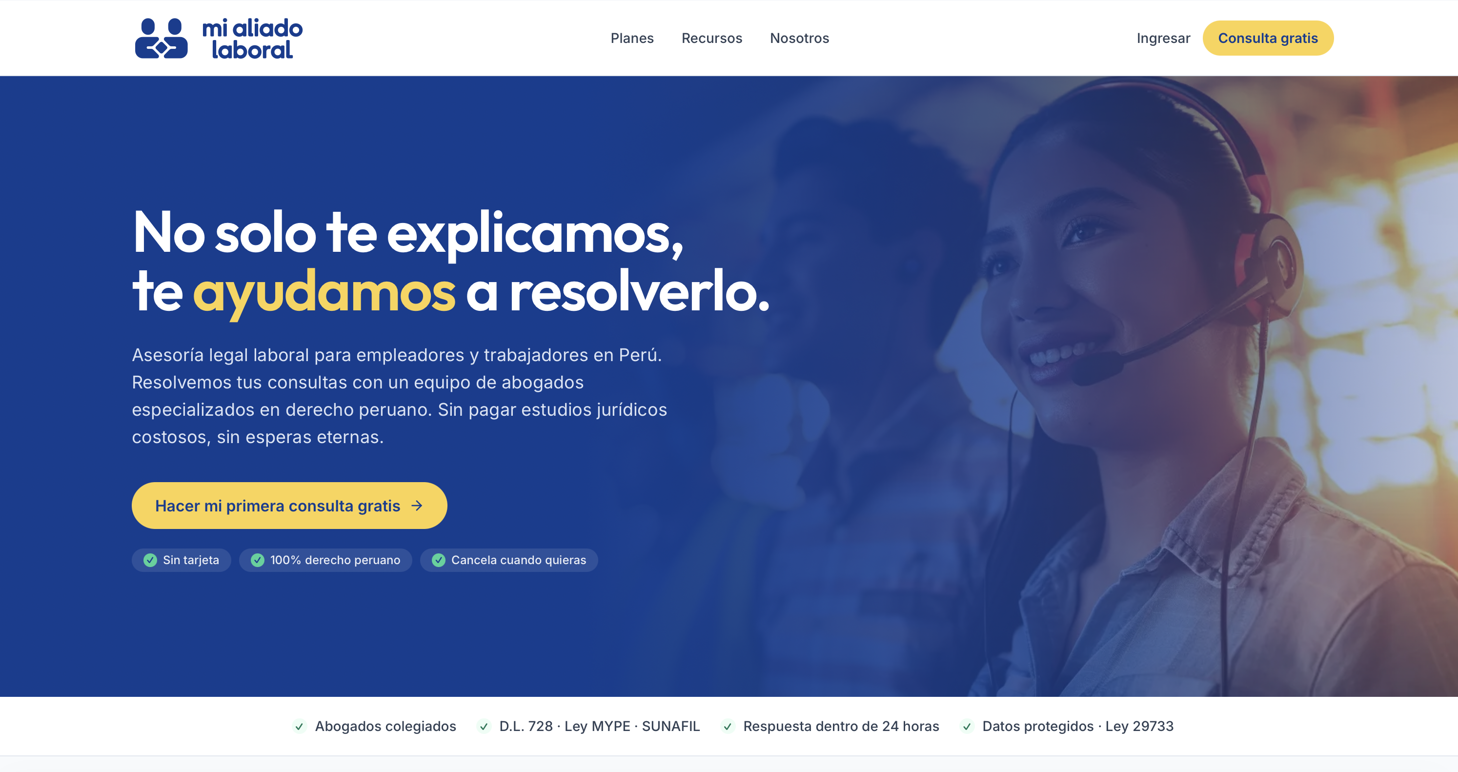 Mi Aliado Laboral web platform screenshot