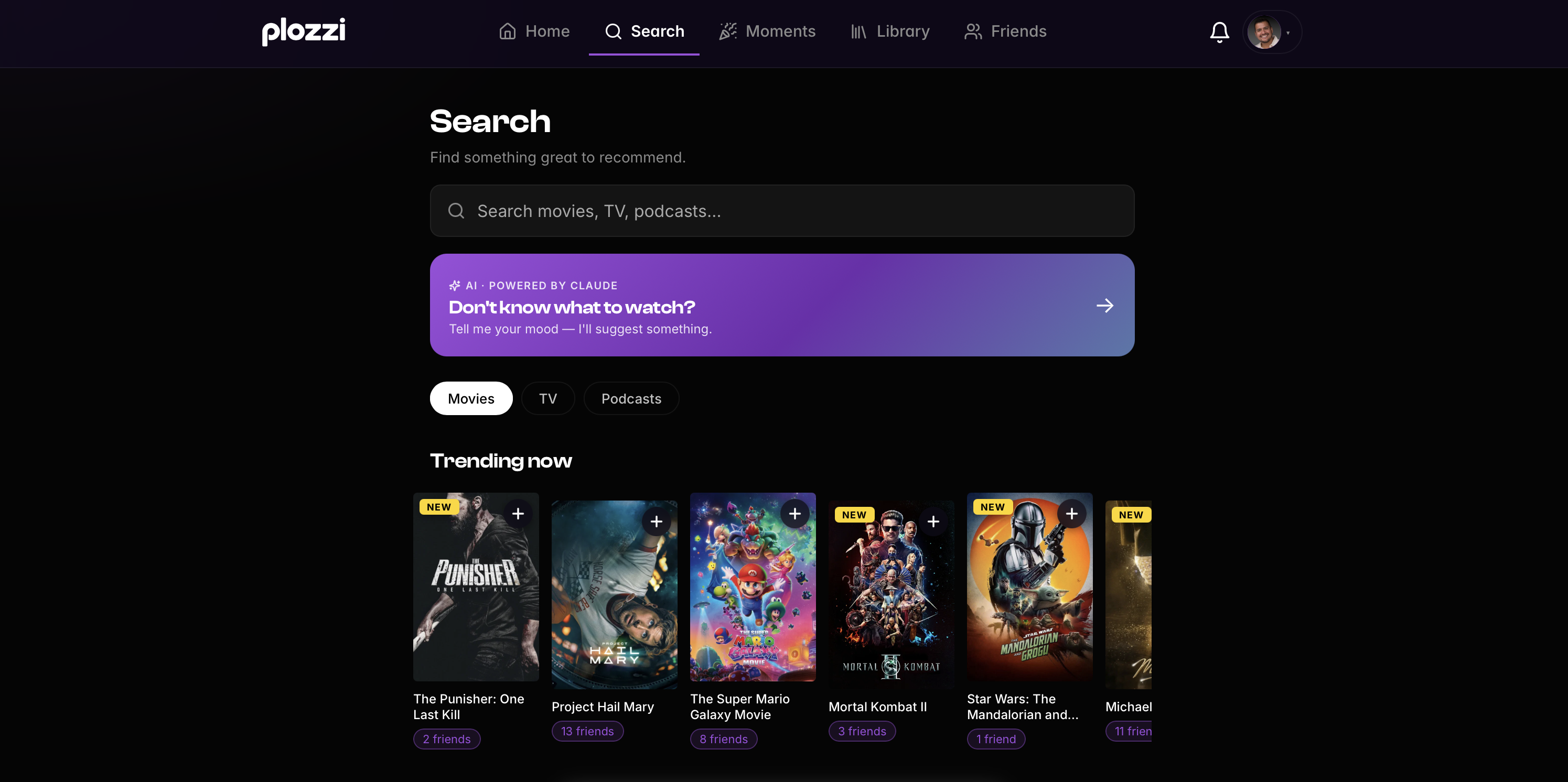 PLOZZI web app screenshot